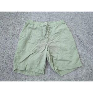 Pact Shorts Mens Large Green Inseam: 8" Pull On Drawstring Pockets 30% Linen